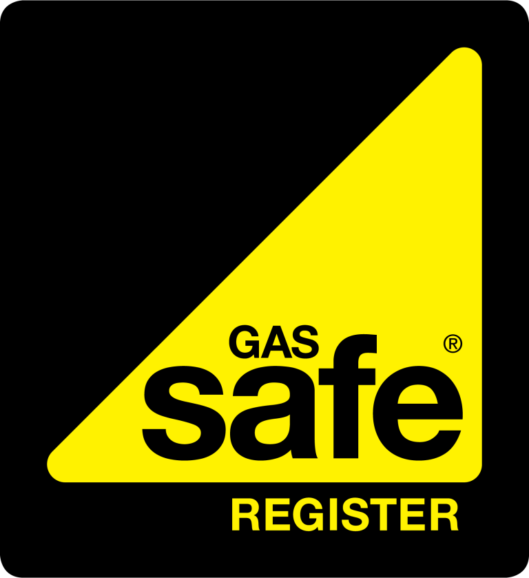 Gas Safe Register logo, featuring a yellow triangle with "Gas Safe" and "Register" text.